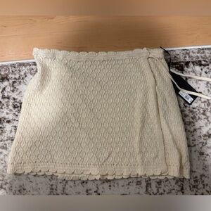 Ivory Textured Knit wrap Skirt